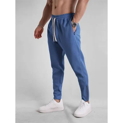 Men's Sweatpants Joggers Trousers Zipper Drawstring Elastic Waist Plain Comfort Breathable Casual Daily Holiday Sports Fashion Black Royal Blue