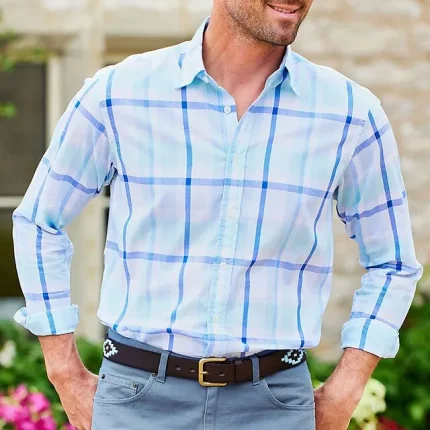 Men's Shirt Button Up Shirt Summer Shirt Casual Shirt Pink Blue Light Blue Long Sleeve Plaid Lapel Street Vacation Pocket Clothing Apparel Fashion Leisure Hawaiian