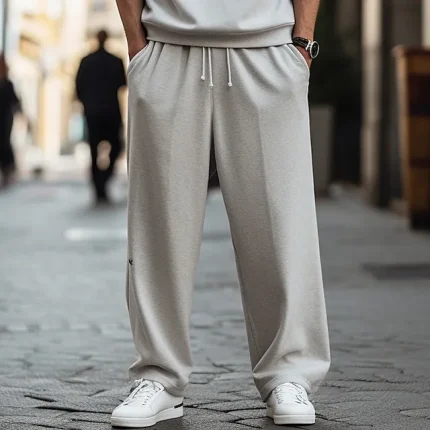 Men's Sweatpants Joggers Wide Leg Sweatpants Trousers Pocket Drawstring Elastic Waist Plain Comfort Breathable Outdoor Daily Going out Fashion Casual Black Dark Gray