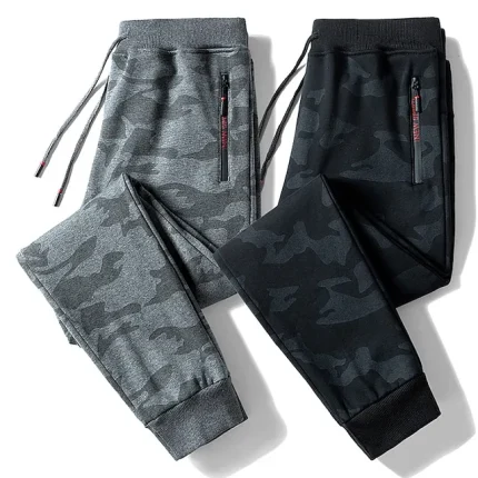 Men's Sweatpants Joggers Trousers Pocket Drawstring Elastic Waist Plain Camouflage Comfort Breathable Outdoor Daily Going out Fashion Casual Black+Grey Black